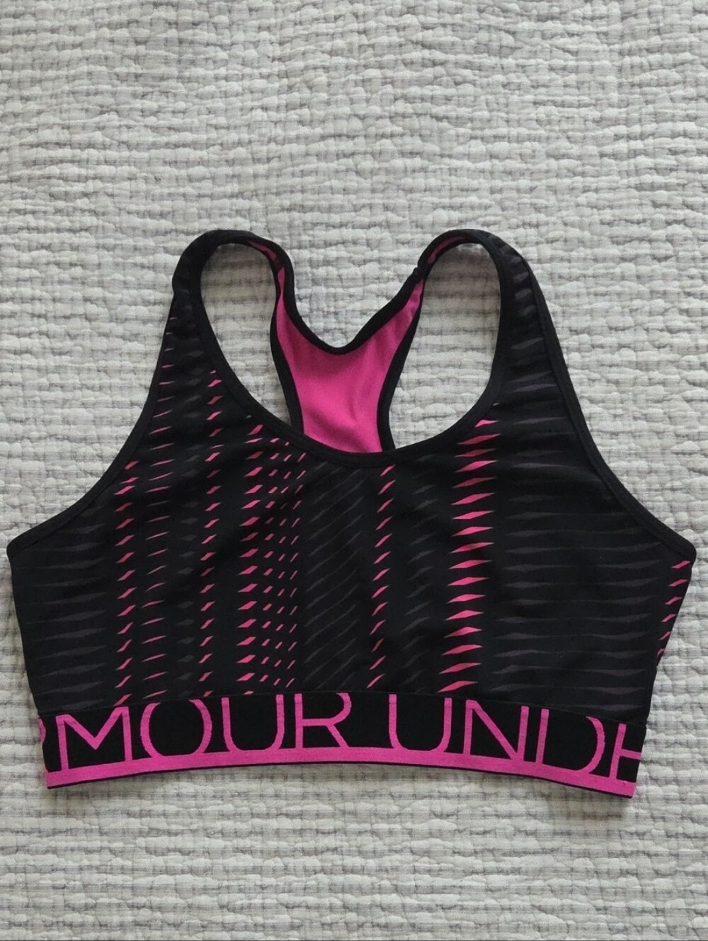 Under Armour Black with Pink Accent Racerback Sports Bra